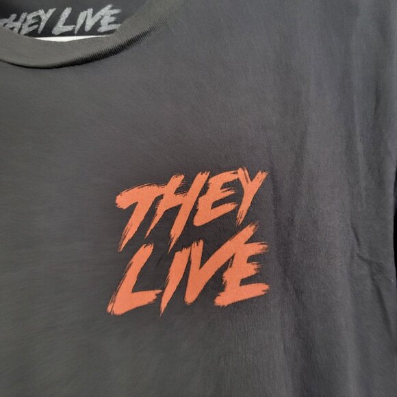 THEY LIVE Graphic T Shirt Small Gray John Carpenter MONDO Fright Rags - Picture 3 of 7